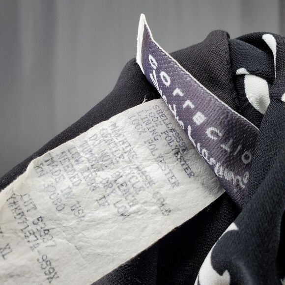 Giorgio Fiorlini Empire Midi Dress XL Black White Floral Flutter Vtg 90s Y2K - Picture 9 of 9